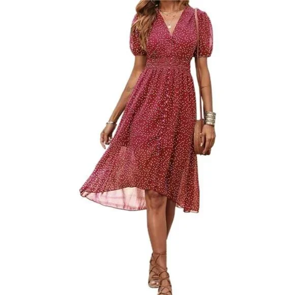semi formal blush pink dress Standards & Practices Women's Short Sleeve V-Neck Wrap Maxi Dress, Deep Rose Pink - Robin main image 1